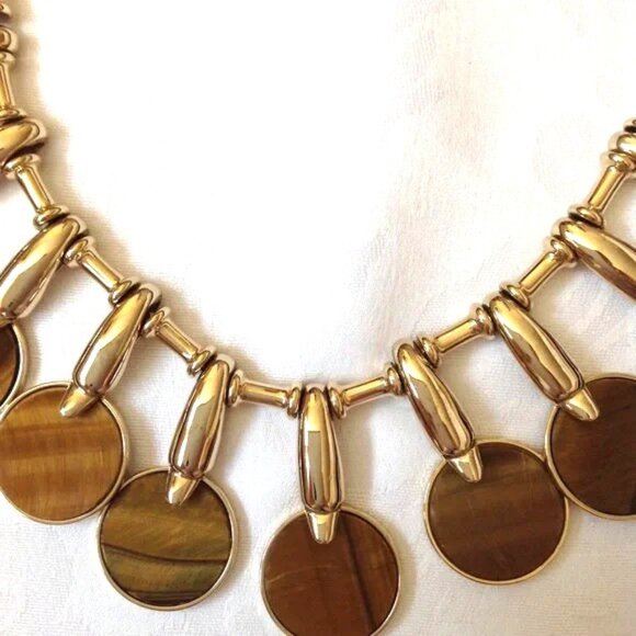 Roberto Cavalli RUNWAY  Gold Tiger  EYE Necklace - Picture 5 of 9